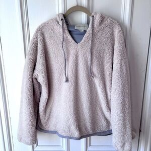 Anthropologie Paper Crane Fuzzy Fleece Jumper/Hoodie Oatmeal/Grey Size Large